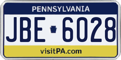 PA license plate JBE6028