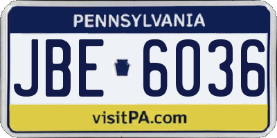 PA license plate JBE6036