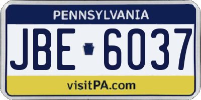 PA license plate JBE6037