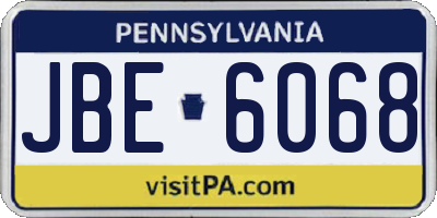 PA license plate JBE6068