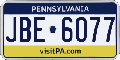 PA license plate JBE6077