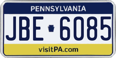 PA license plate JBE6085