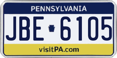 PA license plate JBE6105