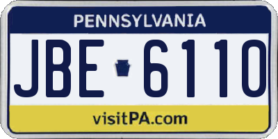 PA license plate JBE6110