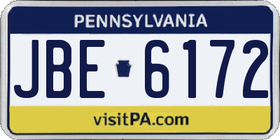 PA license plate JBE6172