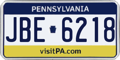 PA license plate JBE6218