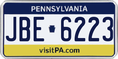 PA license plate JBE6223