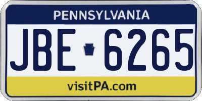 PA license plate JBE6265