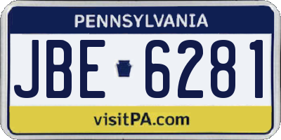 PA license plate JBE6281