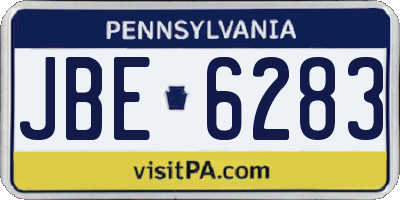 PA license plate JBE6283