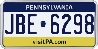 PA license plate JBE6298