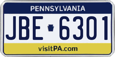 PA license plate JBE6301