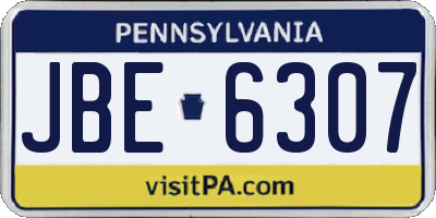 PA license plate JBE6307