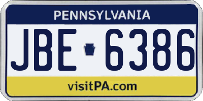 PA license plate JBE6386