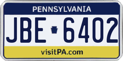 PA license plate JBE6402