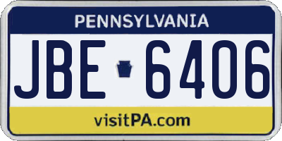 PA license plate JBE6406