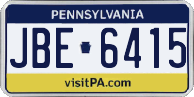 PA license plate JBE6415