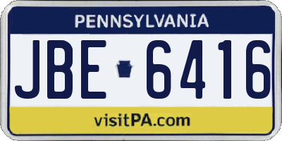 PA license plate JBE6416