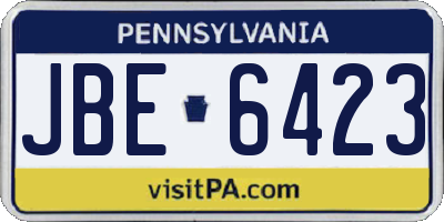 PA license plate JBE6423