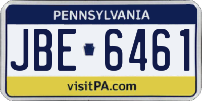 PA license plate JBE6461