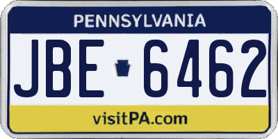 PA license plate JBE6462