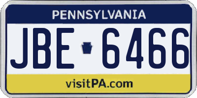 PA license plate JBE6466
