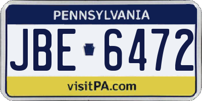 PA license plate JBE6472