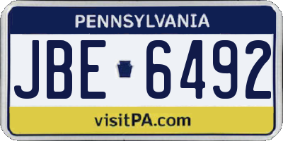 PA license plate JBE6492