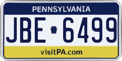 PA license plate JBE6499