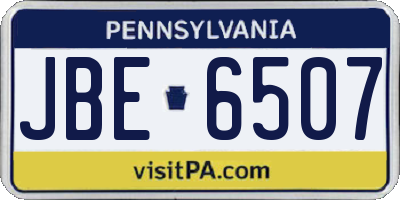 PA license plate JBE6507