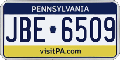 PA license plate JBE6509