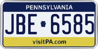 PA license plate JBE6585
