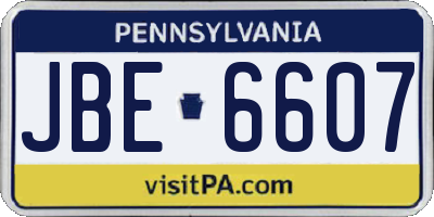 PA license plate JBE6607