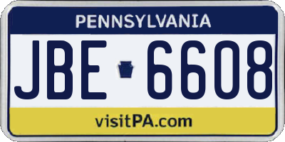 PA license plate JBE6608