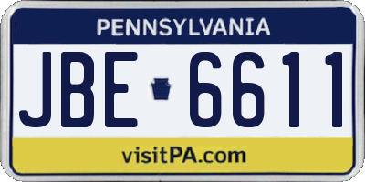 PA license plate JBE6611