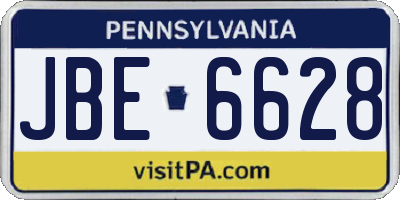 PA license plate JBE6628