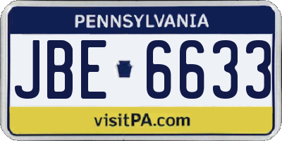 PA license plate JBE6633
