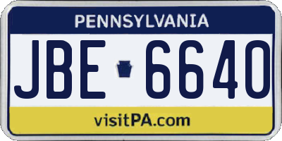 PA license plate JBE6640
