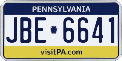 PA license plate JBE6641