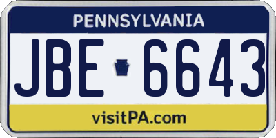 PA license plate JBE6643