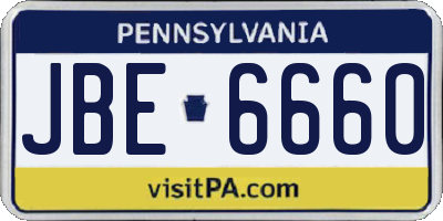 PA license plate JBE6660
