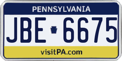 PA license plate JBE6675