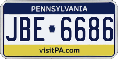 PA license plate JBE6686