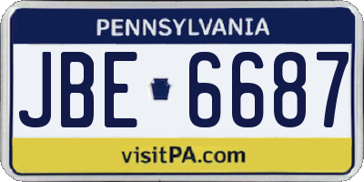 PA license plate JBE6687