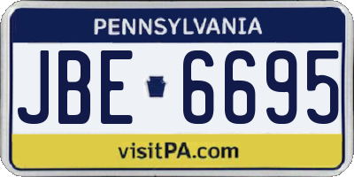 PA license plate JBE6695