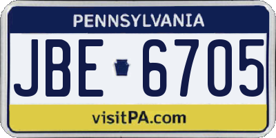 PA license plate JBE6705
