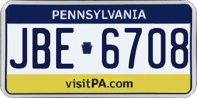 PA license plate JBE6708