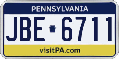 PA license plate JBE6711