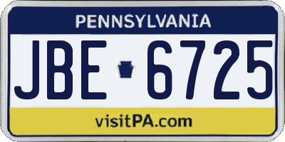 PA license plate JBE6725