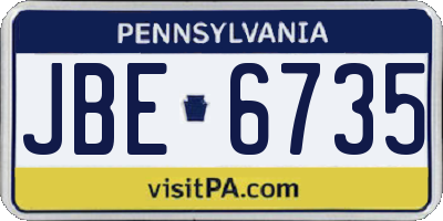 PA license plate JBE6735